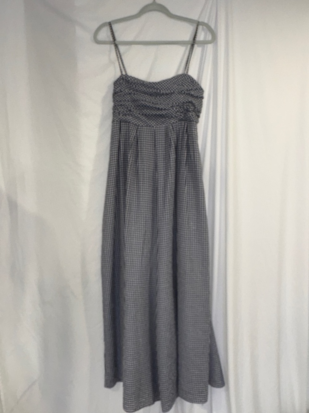Hutch Navy & White Gingham Smocked Maxi Jumpsuit